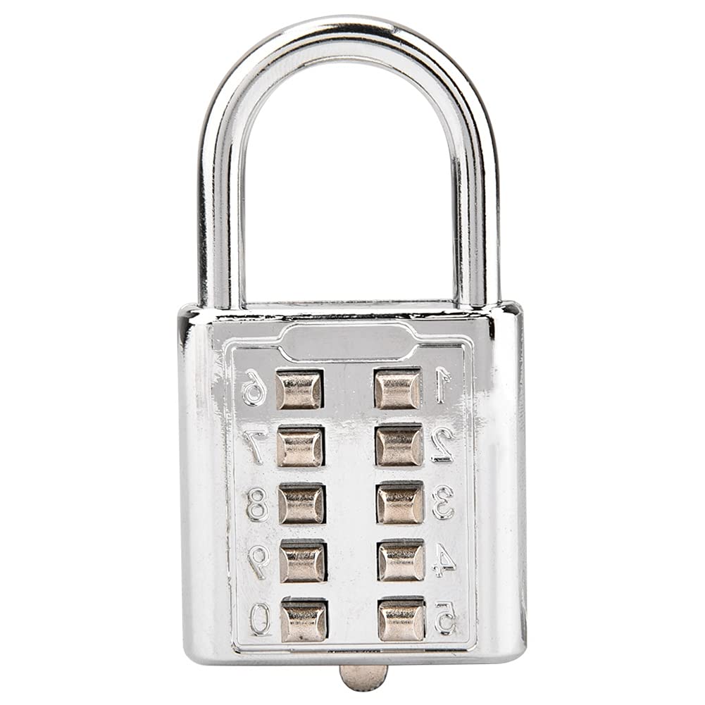 Hopcd Blind people's Metallic zinc alloy lock 10-digit Push Button Combination Password Padlock Blind Button Padlock