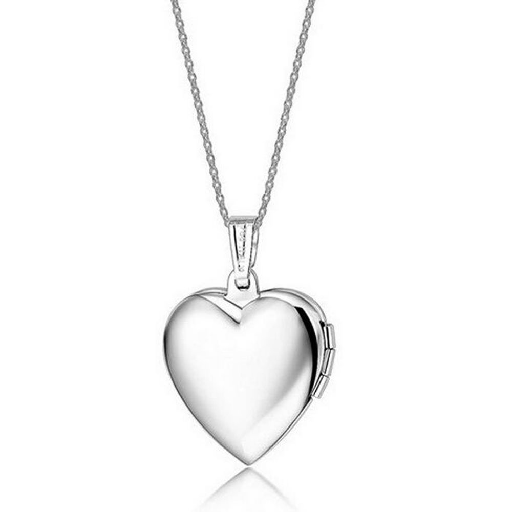 Belons"Sweetheart Heart Photo Locket Openable Pendant Titanium Steel Necklace 50cm Chain, Blue