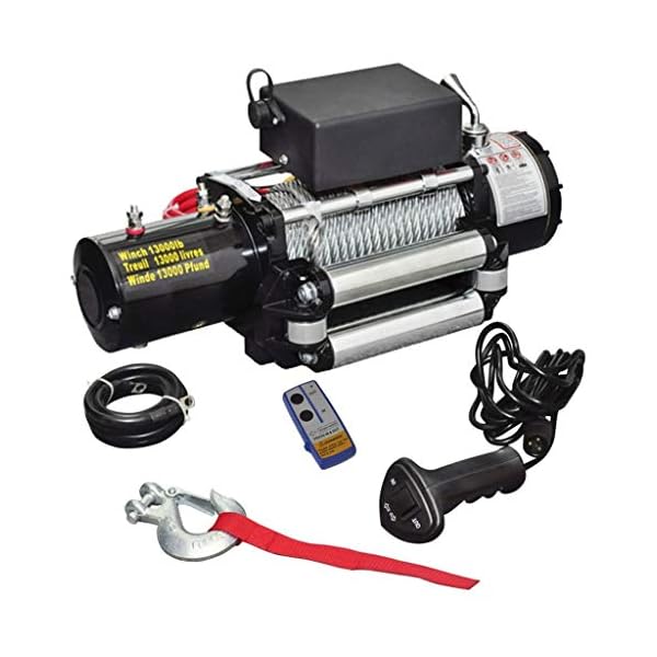 Elektrische Seilwinde,Elektrowinde Winde Motorwinde Mit Funkfernbedienung,12V 13000 lbs Windenaufzug für Wohnwagen LKW…