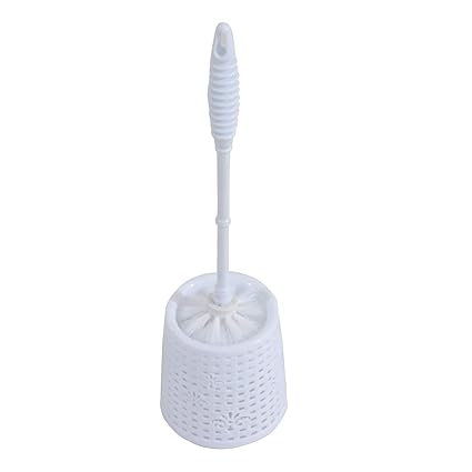 Mopi high Grade Plastic Toilet Brush with Stand (White Pack of 1)