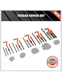 HORUSDY 131 piezas Kit de reparación de rosca, HSS Kit de reparación de Helicoil, métrico, M5, M6, M8, M10, M12 (negro)