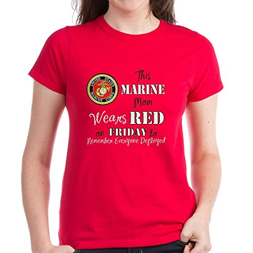 CafePress - Marine Mom Red Friday T-Shirt - Womens Cotton T-Shirt, Crew Neck, Comfortable & Soft Classic Tee