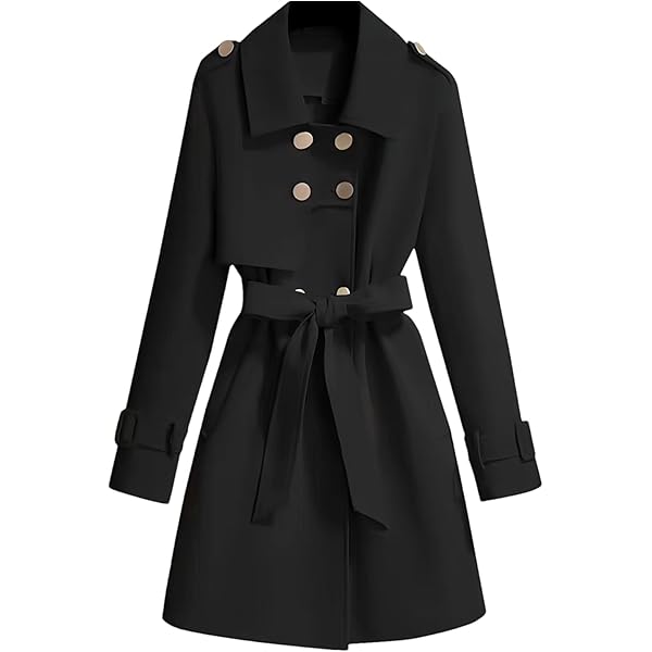 Amazon.com: Elegant Mid-Length Trench Coat With Sashes Women