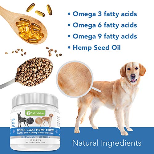 VETVIRTUE Omega 3 for Dogs Skin and Coat Soft Chew with Fish Oil for