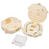 Antner Baby Tooth Box Save Wooden Deciduous Souvenir Case Teeth Keepsake Organizer for Boy
