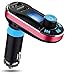 i-SUPERSIM Bluetooth Car Kit Bluetooth FM Transmitter Wireless Multifunctional In-Car Handsfree Calling with Dual USB Car Charger (Red)