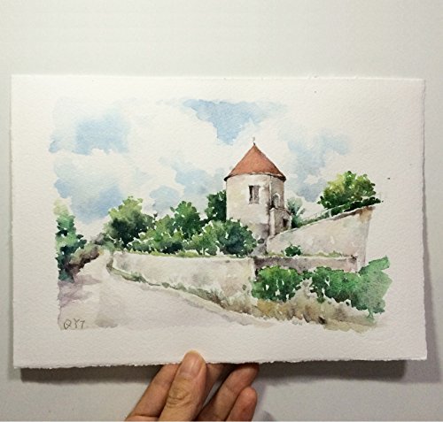 ONEST 60 Sheets Watercolor Paper Bulk Pack Cold Press Ready Cut for Beginning Artists or Students, 7 by 10 Inches,White