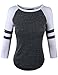 makeitmint Women's Color Contrast 3/4 Stripe Sleeve Baseball T-Shirt Top Large YIQ0002_Black