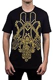 Versace Collection Men's Cotton Baroque Hemsa Graphic Crew Neck T-Shirt Black (Large)