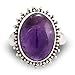 Chuvora 925 Oxidized Sterling Silver Natural Amethyst Gemstone Oval Shaped Vintage Band Ring 6, 7, 8