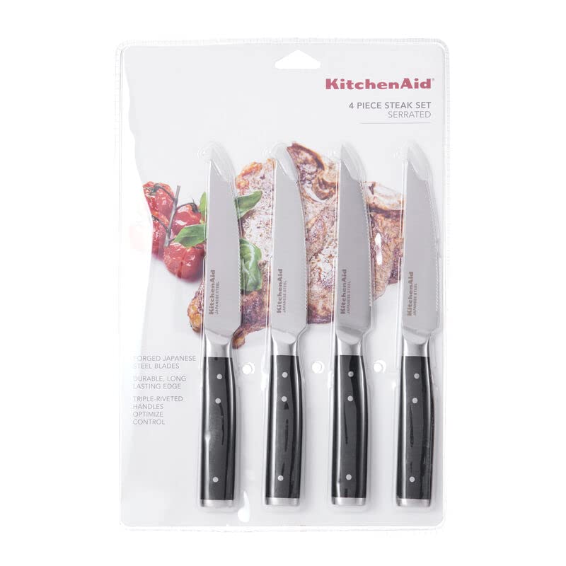 KitchenAid Gourmet 4 Piece Triple Rivet Steak Knife Set, High