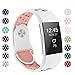 POY Replacement Bands Compatible for Fitbit Charge 2, Adjustable Breathable Wristbands with Air Holes Straps, Small White Pink