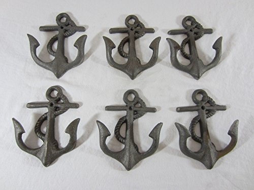 6pc Lot of Small Cast Iron Ship Boat Anchor Hooks