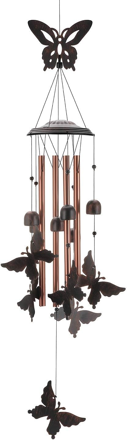 Gardenvy Butterfly Wind Chime, 35" Unique Metal Garden Chimes with 4 Aluminum Tubes for Mom Gifts for Grandma, Bronze : Garden & Outdoor