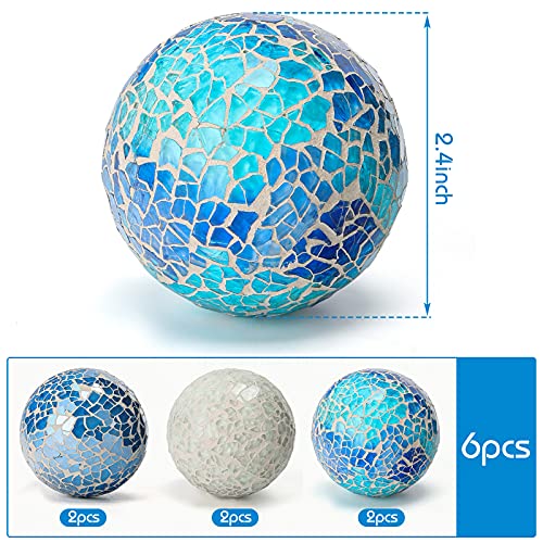 DomeStar Decorative Ball Set, 6PCS 2.4 Inches Mosaic Glass Orbs Centerpiece Balls Glass Balls