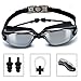 Swim Goggles, Clear Swimming Goggles with Built-In Ear Plugs Anti Fog UV Protection No Leaking Triathlon Mirrored Swim glasses with Free Protection Case for Adult Men Women Kids by onenice