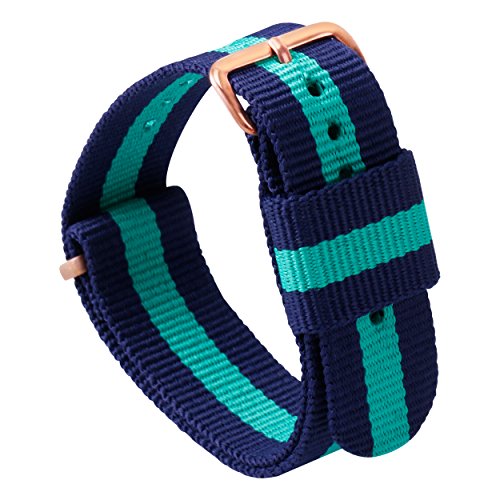 Colorful Nylon Watch Band Green Watch Strap Replancement for Womens 17mm