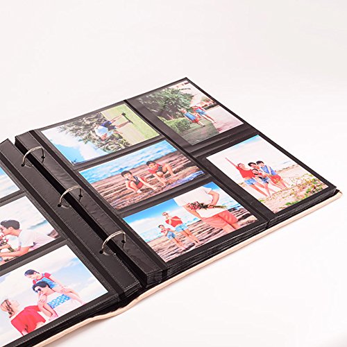 Lzttyee Leather Cover Interstitial Photo Album 600 Pockets Scrapbook Albums Hold 4x6 In Photos for DIY Crafts Anniversary (Wine Red) - Thumbnail 6