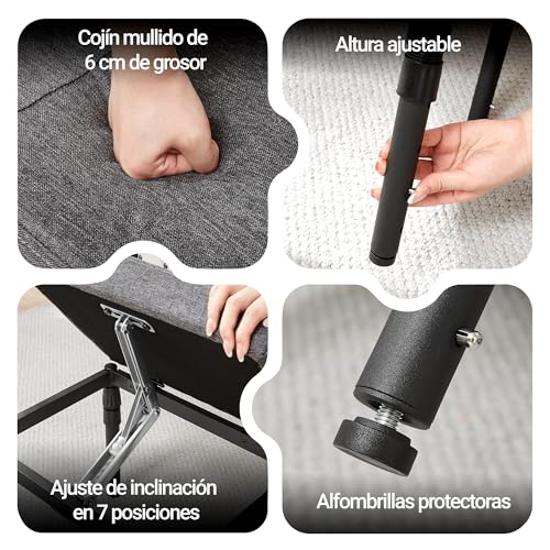 TIOPGHAD Reposapiés Ajustable para Debajo del Escritorio, Otomana Ergonómica con 4 Alturas e Inclinación de 60°, Taburete de Apoyo para Pantorrillas para Oficina y Hogar, Gris Carbón