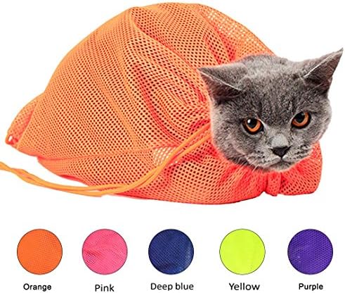 Ennc Pet Grooming Tools Adjustable Cat Grooming Bag Soft Mesh Cat Cleaning Bag kitty Washing Shower Mesh Bags No Scratching Biting Restraint for Bathing Injecting Examining Nail Trimming