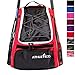 Athletico Baseball Bat Bag - Backpack for Baseball, T-Ball & Softball Equipment & Gear for Youth and Adults | Holds Bat, Helmet, Glove, & Shoes |Shoe Compartment & Fence Hook (Red)
