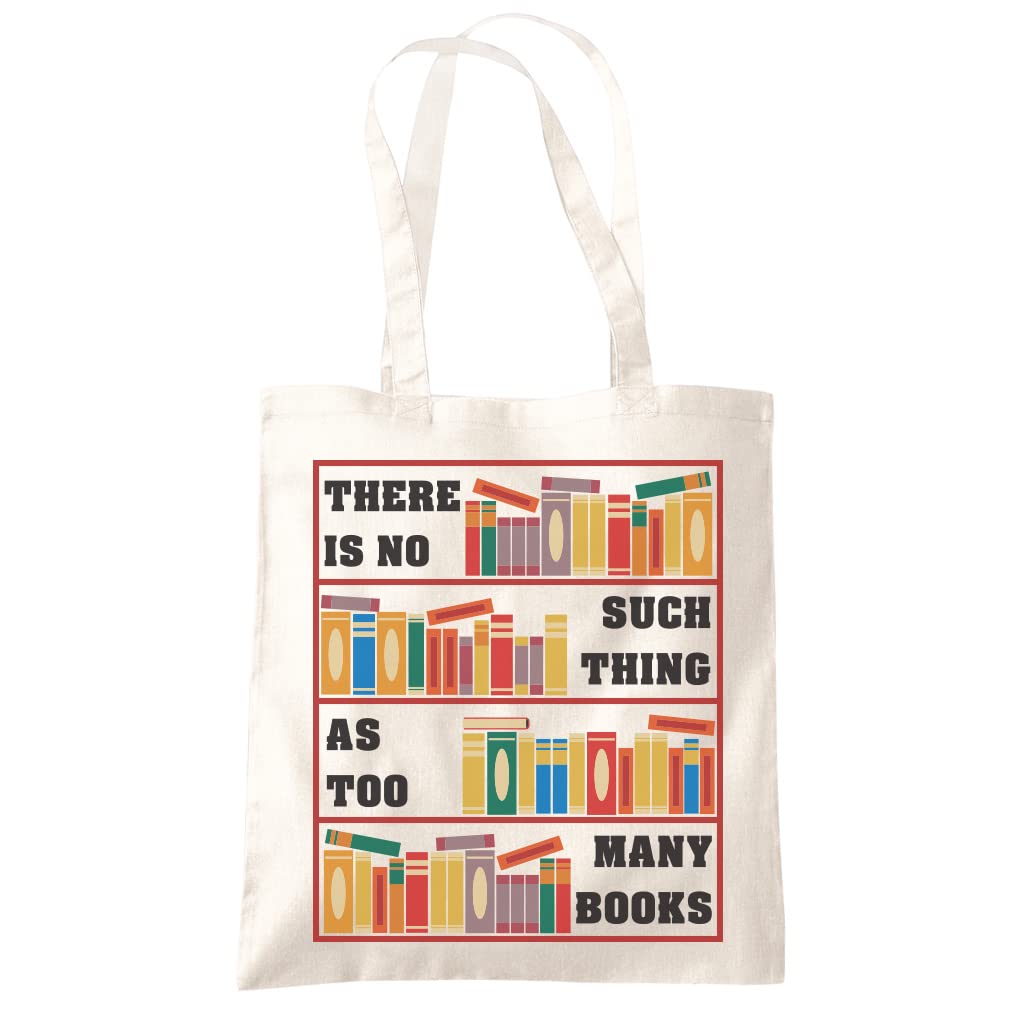 HotScamp There Is No Such Thing As Too Many Books - Tote Shopping Bag - Book lover Reading One size natural