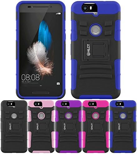 Google Nexus 6P Stand Case, HLCT Rugged Shock Proof Dual-Layer PC and Soft Silicone Case With Built-In Kickstand (Blue)