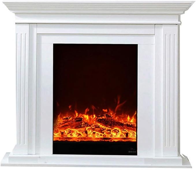 Chimeneas Eléctricas LIU- Madera Maciza Chimenea Europea, Blanco