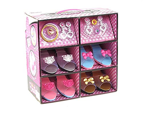 Princess Dress Up & Play Shoe and Jewelry Boutique (Includes 4 Pairs of Shoes + Multiple Fashion Accessories) - This dressup princess jewelry set is the best gift for girls age 2 - 10