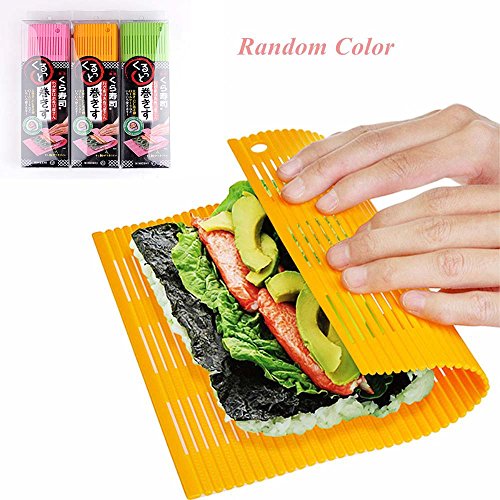 Shuxy Non-Stick Sushi Rolling Mat DIY Sushi Roller Maker Japanese Plastic Sushi Making Kit 11.8" L x9.8" W Random Color