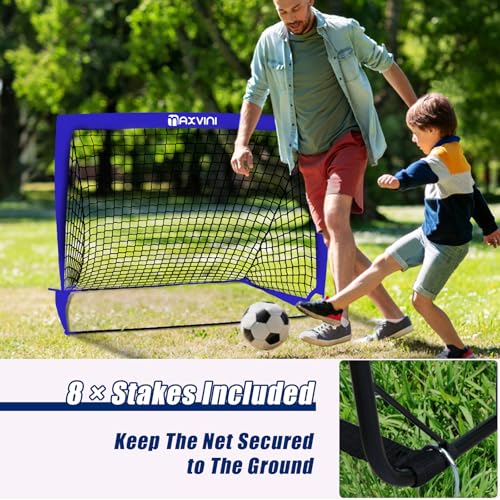 MAXVINI 2 Set Football Goals for Kids 3x2.4 ft/6x4 ft Portable Pop Up Soccer Training Nets Equipement for Youth Games for Easy Assembly & Foldable, Practice Goal Suitable for Outdoor, Backyard, Garden