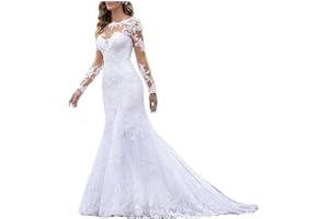 RAOMIAO Mermaid Wedding Dresses for Bride 2024 Lace Bridal Gowns Beach Bridal Dress for Wedding Gowns