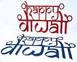 Desi Favors Set of 2 Happy Diwali Cutouts - Red and Blue
