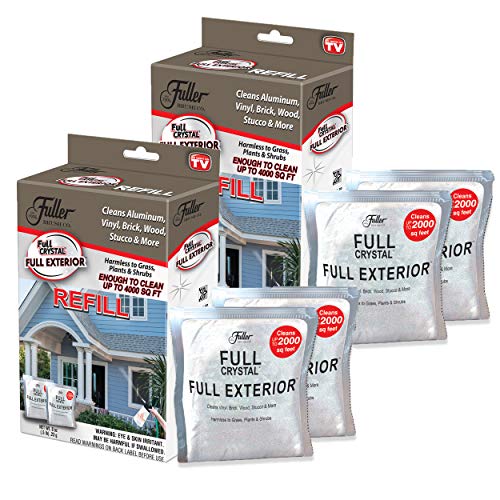 Full Exterior Refill Kits-Crystal Powder Outdoor Cleaner Packets Non-Toxic, No Scrub, No Rinse Cleaning Solution 16oz. Refill Kit (One 1lb. Bag) (The Best Window Cleaning Solution)