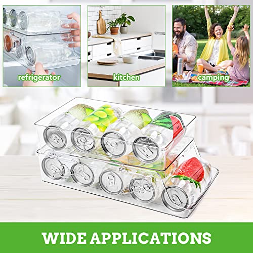 HANSGO Auto Rolling Soda Can Organizer, Double-Layer Can Dispenser Collapsible Beverage Storage Organizer for Refrigerator Kitchen Pantry Cabinet Canned Food