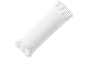 SDLTHR 50ft Plastic Coated Clothesline-Synthetic Fiber Core-Clothes Rope Camping Utility Good for Tie, Flexible Reusable Safe Material, Environmentally Friendly, White