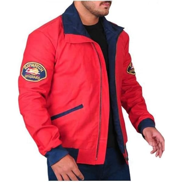 Mountain Leather Baywatch Red Life Guard Bomber Jacket (XXS