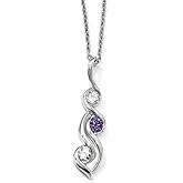10k White Gold Clear and Purple or Pink Topaz with 2in Ext Spirit Necklace