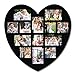 Adeco [PF0304] Decorative Black Wood Wall Hanging Heart-Shaped Picture Photo Frame, 13 Openings of 4x6 inches, 4x4 inches