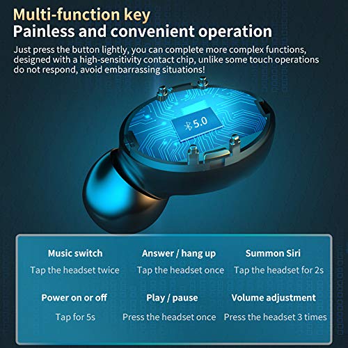 Écouteurs Bluetooth 5.0 Ecouteurs Sans Fil TWS Son Stéréo avec Étui de Chargement Portable Oreillette Bluetooth IPX7 Étanche Casque Sport avec Microphones Intégrés pour Android et iOS