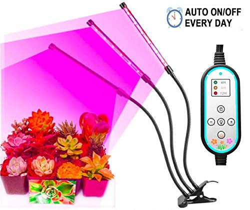Cycle Timing High Brightness 36W Light Effect,Three Tube Plant Grow Light, 360 Degree Flexible, Auto ON & Off Every Day,4H/8H/12H Cycle Timer Switch for Indoor Plants Greenhouse Office,LED Plant Light