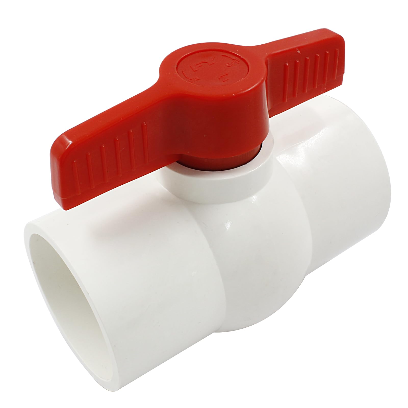 Photo 1 of Cionyce 2 Pcs 2" PVC Ball Valve Water Pipe Shut-off Valve Socket with Red T-Handle for Cold Water Supply Lines - Durable and Efficient