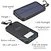 Power Bank 12000mAh Solar Charger Portable Hook Dual USB External Battery Charger for iPad/ iPhone/ Samsung/ Camera LED Flashlight for Emergency Outdoor Camping Travel ( Black )