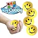 Smile Face Squeezable Stress Ball – Mega Pack of 24 - Tension Relief Activity Balls - Pressure Relieving Health Balls - Therapeutic Relaxing Neon Yellow Color