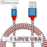 iPhone Lightning Cable CSHope Apple Certified 5ft MFI Cable USB Charge and Data Sync, US Flag Design Nylon Braided Charger Cable for iPhone iPad and iPod (1pc Flag Color)