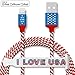 iPhone Lightning Cable CSHope Apple Certified 5ft MFI Cable USB Charge and Data Sync, US Flag Design Nylon Braided Charger Cable for iPhone iPad and iPod (1pc Flag Color)