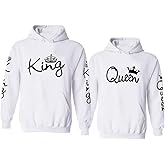 Matching King Queen Hoodie Set His & Her Hoodies Sweatshirt Pullover for Couples Thin Spring Autumn