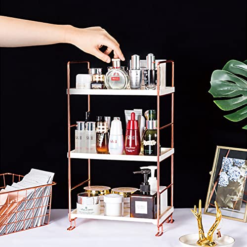 Desktop Cosmetics Storage Rack Rose Gold 3 Layers Bathroom Makeup