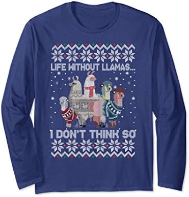Unisex Life Without Llamas I Dont Think So Ugly Christmas Sweaters Medium Navy