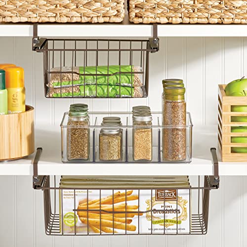 mDesign Compact Hanging Pullout Drawer Basket Sliding Under Shelf